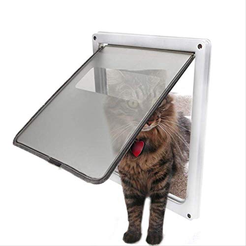 Puerta Mascotas Puertas Gatos Puertas Perros Mascotas Entrada y Salida Gatos Acceso Libre Puerta con Solapa con Cerradura magnética Marco telescópico Transparente Puerta Cierre Libre Blanco Firme du