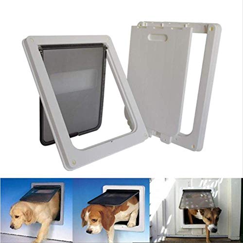 Puerta Mascotas Puertas Gatos Puertas Perros Mascotas Entrada y Salida Gatos Acceso Libre Puerta con Solapa con Cerradura magnética Marco telescópico Transparente Puerta Cierre Libre Blanco Firme du