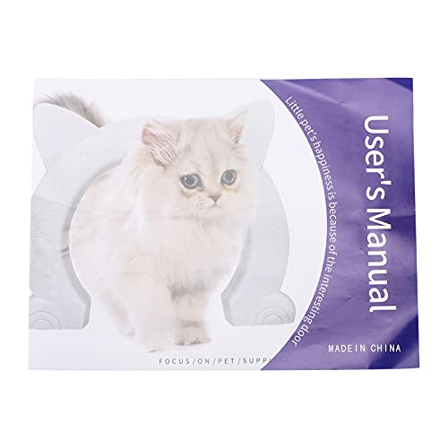 Puerta para gatos, diseño sin barreras, interior con forma de cabeza de gato, puerta de plástico para paso de gato con patrón de hueso de pez, para gato(marrón)