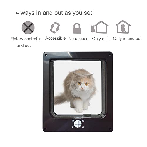 Puertas Grandes para Gatos, Puerta MagnéTica para Mascotas con Cerradura Giratoria De 4 VíAs para Gatos, Gatitos Y Gatitos,Black-XL