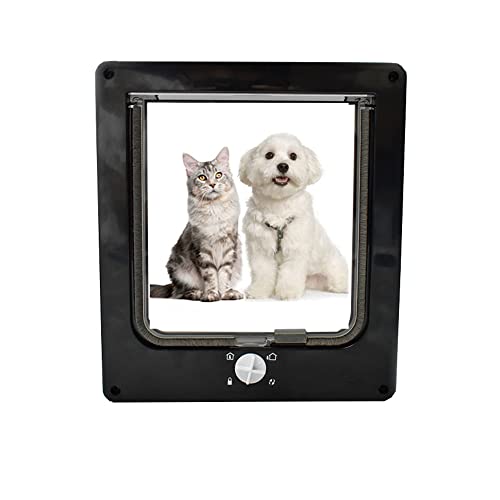 Puertas Grandes para Gatos, Puerta MagnéTica para Mascotas con Cerradura Giratoria De 4 VíAs para Gatos, Gatitos Y Gatitos,Black-XL