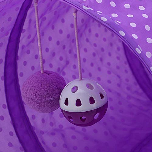Pulabo - Tubo de juguete plegable para mascotas, diseño de túnel, para conejos, gatitos y perros, color morado