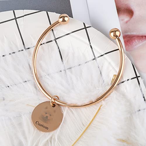 Pulsera con foto personalizada, pulsera única con encanto de retrato de animal lindo, brazalete de alambre expandible con foto personalizada, regalo para amantes de los perros y gatos