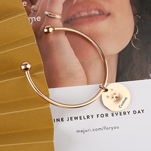 Pulsera con foto personalizada, pulsera única con encanto de retrato de animal lindo, brazalete de alambre expandible con foto personalizada, regalo para amantes de los perros y gatos