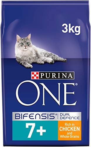 Purina ONE Senior 7+ alimento seco para Gatos de Pollo 3 kg (Caja de 4)