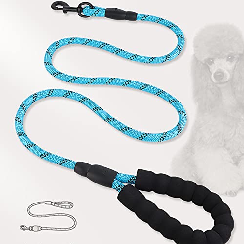 Putybudy Correa de Perro y Mascota Correa de Fuerte de Perro Gato Ajustable con Mango Suave Cómodo y Hilos Reflectantes para pequeños, medianos y Perros Grandes（Azul 1,5 m）