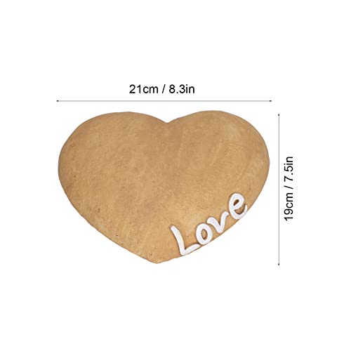 Pwshymi Piedra Conmemorativa para Mascotas, Lápida Conmemorativa de Jardín en Forma de Corazón, Lápida de Resina para Perro Y Gato para Patio Trasero de Césped(Color Arena)