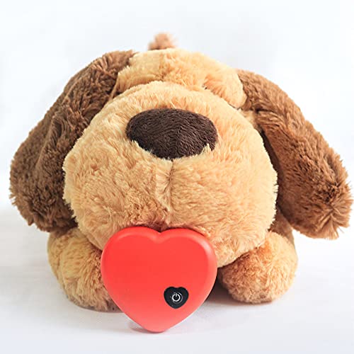 Qagazine Juguete de peluche para perro, juguete de ayuda para el comportamiento de mascotas,Dormir Animal de peluche Buddy Heart Beat relajante muñeca de peluche para perros y gatos