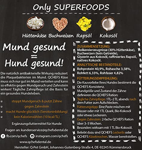 QCHEFS Dental Flakes | Comida para Perros | contra el Mal Aliento | Limpieza Dental | Bienestar para alérgicos | Aliento y la Placa