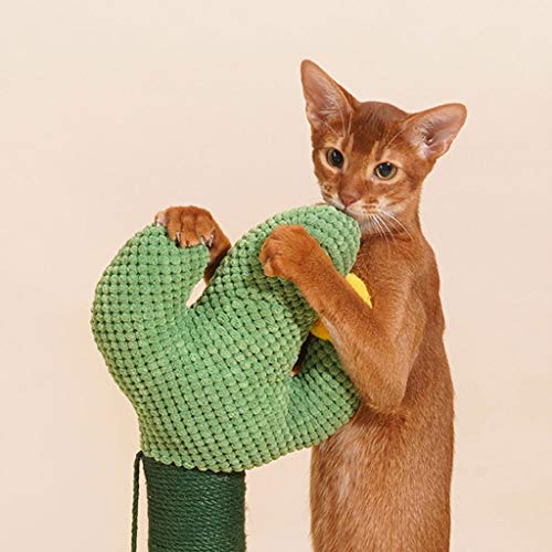 QIFFIY Arbol Gato Torre Gatos 26"Alto Cactus Cat Rasguing Post For Kittens Adult Gatos, Jute Scratch Pole Cactus Catw Glaw Scrapidor con una Bola de Yute Colgante