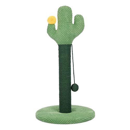 QIFFIY Arbol Gato Torre Gatos 26"Alto Cactus Cat Rasguing Post For Kittens Adult Gatos, Jute Scratch Pole Cactus Catw Glaw Scrapidor con una Bola de Yute Colgante