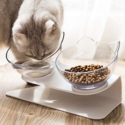 QINGMEN Pet Dog Cat Slow Feed Protect - Bandeja para la columna vertebral y la bebida