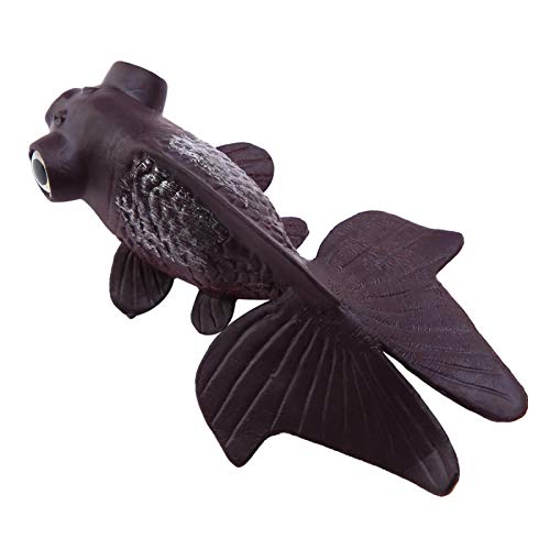 QITERSTAR Fish Tank Decoration, Aquarium Funny Artificial Silicone Small Ornament (Pez Dorado marrón)