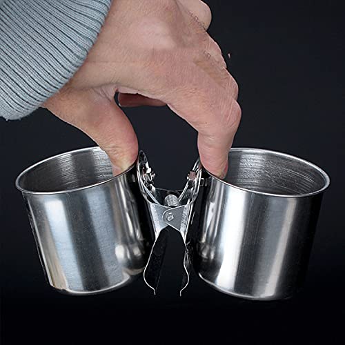 Qixuer 2 Piezas Taza de Alimentación de Loros,Comedero para Pájaros de Acero Inoxidable Cuenco de Comida Colgante con 2 Piezas de Acero Inoxidable Alimentación Parrot Cuchara para Loros de Aves
