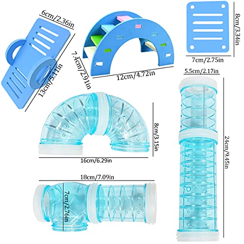 Qixuer 8 Pcs Túnel de Hámster,Tubo de Conexión Externa Túnel de Pista de Juguete Hámster Tubo Play Túnel Tubo con Juguete de 3 Pcs para Hámster para el Pequeño Animal de Deshacerse del Aburrimiento