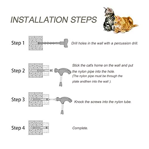QJM Cama De Gato Escalera para Gatos - Rascador para Gatos Pared, Pared De Escalada De Madera Auténtica Duradera Y Estable, Centro Actividad De Interior para Gatos,fácil De Montar