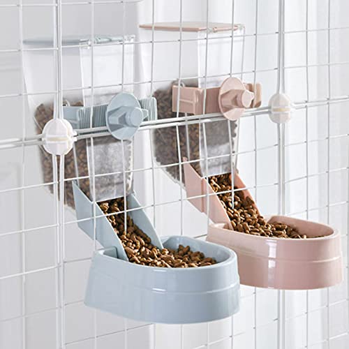QJM Comedero Gato Automatico - Comedero Automático De Mascotas para Perros Y Gatos para Gatos Montado En La Pared con Dispensador De Agua, Alimentador para Cachorros Pequeños/Grandes