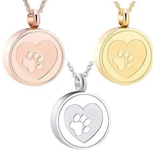 QJZM Collar de cenizasStainless Acero Cremación urna Locket Collar Hold Perro/Gato Ceniza Ataúd Joya-Oro_Non_Grabar
