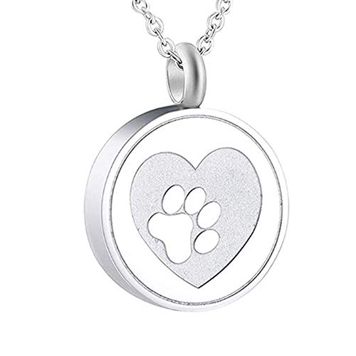QJZM Collar de cenizasStainless Acero Cremación urna Locket Collar Hold Perro/Gato Ceniza Ataúd Joyería de recuerdo - Silver_Engrave