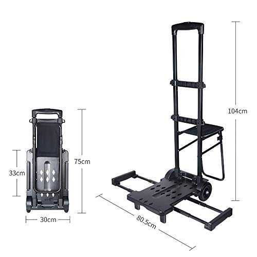 QNMM Carretilla de Mano Plegable Portátil Marco de Aluminio Fotografía Carrito de Equipaje con Asiento de Lona para Compras al Aire Libre en Interiores