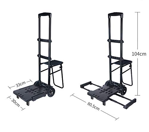 QNMM Carretilla de Mano Plegable Portátil Marco de Aluminio Fotografía Carrito de Equipaje con Asiento de Lona para Compras al Aire Libre en Interiores