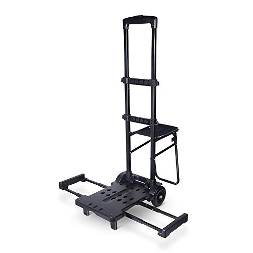 QNMM Carretilla de Mano Plegable Portátil Marco de Aluminio Fotografía Carrito de Equipaje con Asiento de Lona para Compras al Aire Libre en Interiores