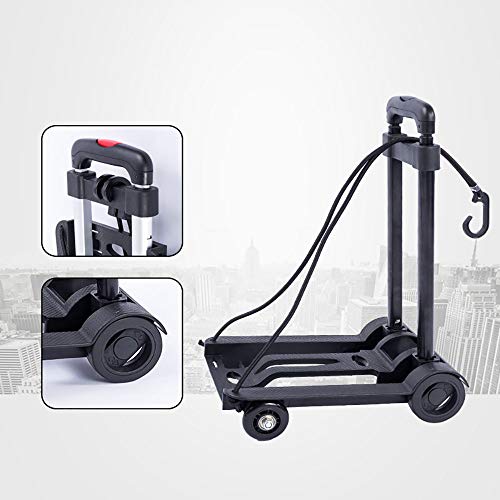QNMM Carrito de Aluminio Plegable Equipaje Carretilla Carretilla de Mano portátil con Capacidad para Camiones de Mano de 70 Libras, 4 Ruedas, Carrito de Equipaje liviano