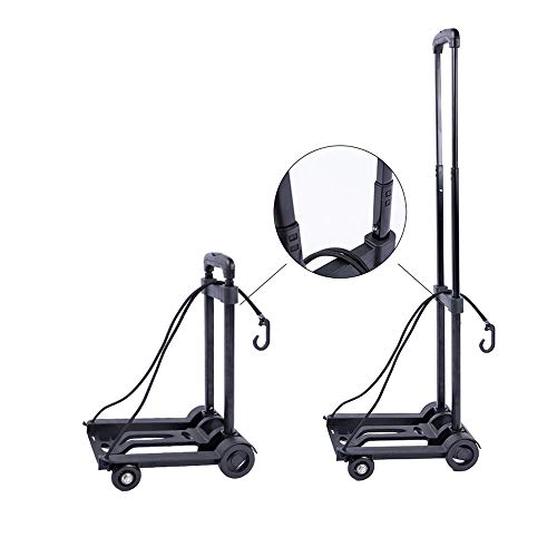 QNMM Carrito de Aluminio Plegable Equipaje Carretilla Carretilla de Mano portátil con Capacidad para Camiones de Mano de 70 Libras, 4 Ruedas, Carrito de Equipaje liviano