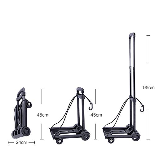 QNMM Carrito de Aluminio Plegable Equipaje Carretilla Carretilla de Mano portátil con Capacidad para Camiones de Mano de 70 Libras, 4 Ruedas, Carrito de Equipaje liviano