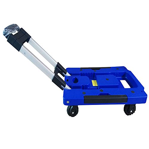 QNMM Carro de Equipaje Plegable de Aluminio Carretilla portaequipajes Plegable de 220 Libras con Capacidad para Varias Posiciones,Blue,M