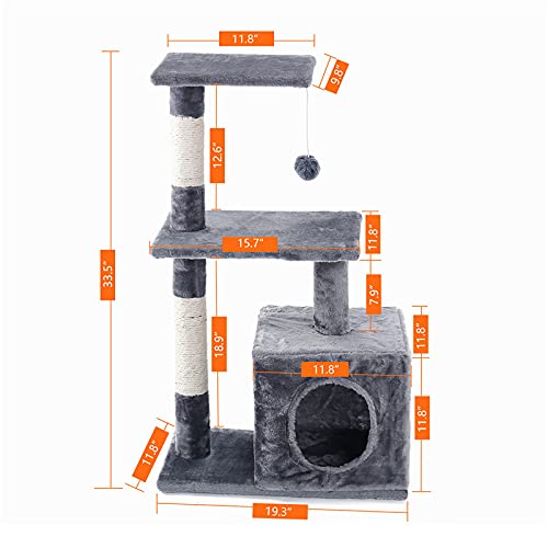 QSCTYG Árbol de Gato Árbol de Gato, Torre de Escalada, casero, árbol de Gato con Postes de rasguño en sisal para Gatitos, Centro de Actividades, casa de Juegos (Color : Yellow)