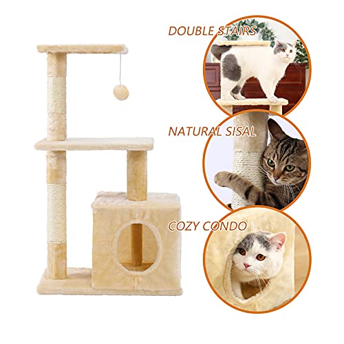 QSCTYG Árbol de Gato Árbol de Gato, Torre de Escalada, casero, árbol de Gato con Postes de rasguño en sisal para Gatitos, Centro de Actividades, casa de Juegos (Color : Yellow)
