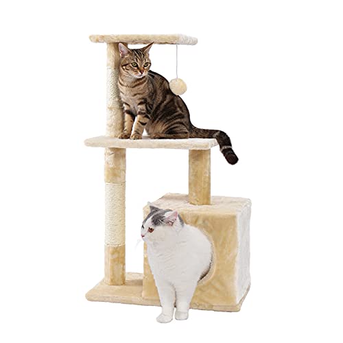 QSCTYG Árbol de Gato Árbol de Gato, Torre de Escalada, casero, árbol de Gato con Postes de rasguño en sisal para Gatitos, Centro de Actividades, casa de Juegos (Color : Yellow)