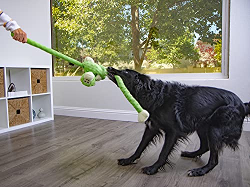Quaker Pet Products goDog Crazy Tugs Sasquatches with Chew Guard Technology Tough Plush Dog Toy, Materiales sintéticos, Verde Lima, Large