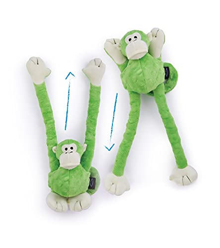 Quaker Pet Products goDog Crazy Tugs Sasquatches with Chew Guard Technology Tough Plush Dog Toy, Materiales sintéticos, Verde Lima, Large