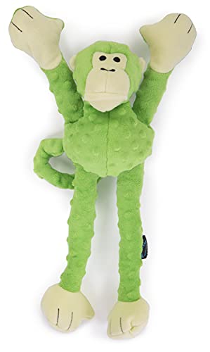 Quaker Pet Products goDog Crazy Tugs Sasquatches with Chew Guard Technology Tough Plush Dog Toy, Materiales sintéticos, Verde Lima, Large