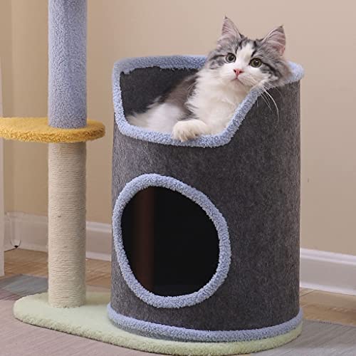 QUANLI Árbol de gato con sisal rascando postes casas y cesta muebles de torre de gato para gatito centro de actividades Kitten Play House