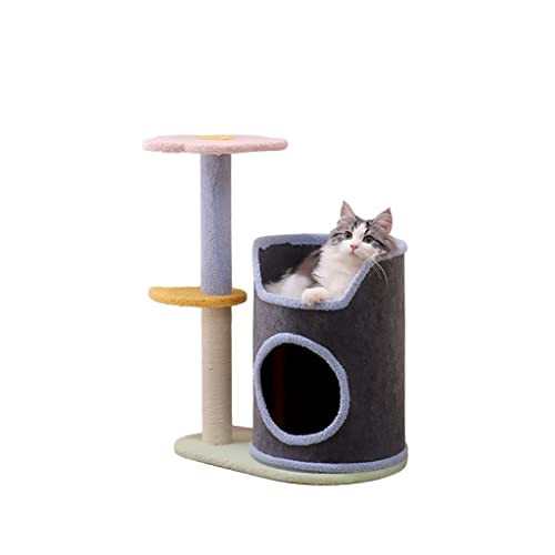 QUANLI Árbol de gato con sisal rascando postes casas y cesta muebles de torre de gato para gatito centro de actividades Kitten Play House
