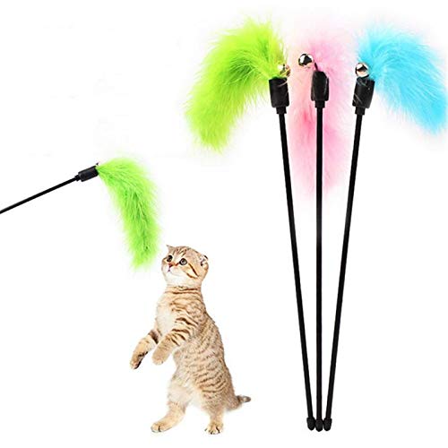 QWEQWE 1 unids Cat Toy Toy Toy Stick Varita de Plumas con Pequeña Campana Ratón Juguetes Juguetes Plástico Color Color Toy Mater Supplies (Color : 05, Size : Random Color)