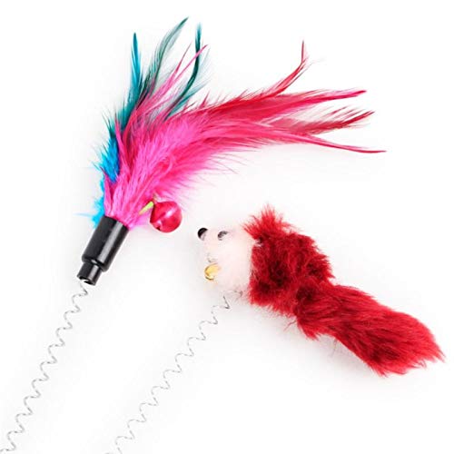 QWEQWE 1 unids Cat Toy Toy Toy Stick Varita de Plumas con Pequeña Campana Ratón Juguetes Juguetes Plástico Color Color Toy Mater Supplies (Color : 05, Size : Random Color)