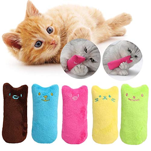 QWEQWE 1 Unids Dientes Moler Catnip Toys Funny Interactive Pelush Cat Toy Pet Kitten Masticar Vocal Juguete Garras Thumb Bite Cat Mint Gatos Juguetes (Color : Pink)