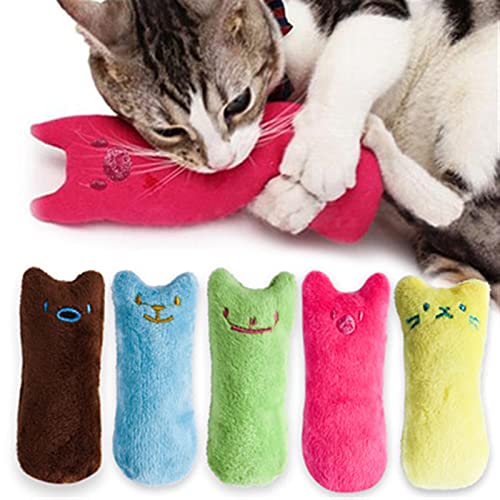 QWEQWE Dientes Moler Catnip Toys Funny Interactive Pelush Cat Toy Pet Kitten Masticar Vocal Juguete Garras Thumb Bite Cat Menta para Gatos Calientes (Color : Rainbow Ball)