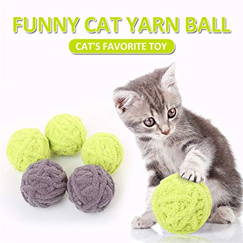 QWEQWE Divertido camión Largo Gato Juguete Mascota Bola de Mascota Gatito Cola Larga Pelea borrosa traqueteo rasguño Toys Lana Cuerda Tejido Pet Teaser Ball (Color : Gray, Size : 5x5x5cm)