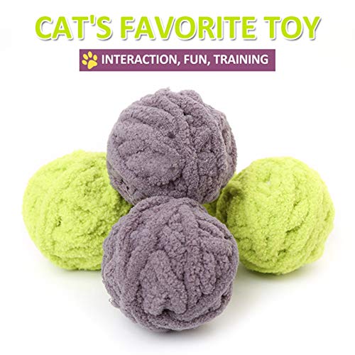 QWEQWE Divertido camión Largo Gato Juguete Mascota Bola de Mascota Gatito Cola Larga Pelea borrosa traqueteo rasguño Toys Lana Cuerda Tejido Pet Teaser Ball (Color : Gray, Size : 5x5x5cm)