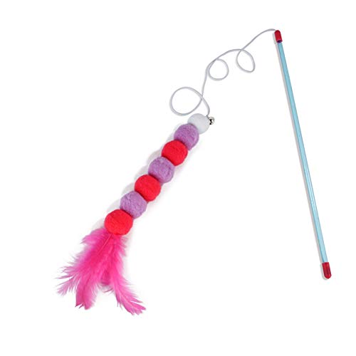 QWEQWE Divertido Gato Juguete caña de Pescar Gatito Gato Gato Mascota pena Teaser Rainbow Streamer Interactivo Gato Juego Varita con Juguetes de Plumas (Color : A)