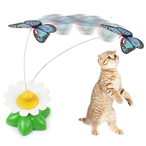QWEQWE Gato Giratorio eléctrico Juguete Colorido Mariposa pájaro Perro Gato Juguetes Mascota Asiento rasguño Juguete Mascota Perro Gato Inteligencia Entrenamiento Juguete 1pcs Estilo Aleatorio