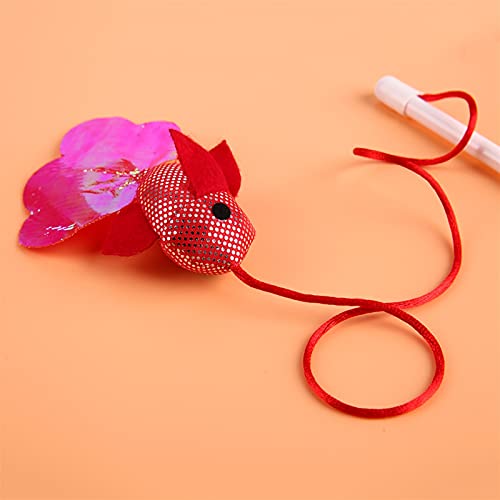QWEQWE Juguete para Mascotas para Juguetes de Gatos Bellas Elásticas Elastic Rod Tiene un Gato Divertido ratón Calabaza Pluma Polluelo Pollo Pescado Mascotas