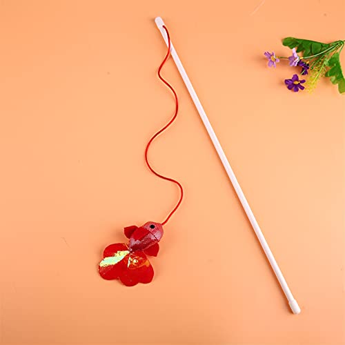 QWEQWE Juguete para Mascotas para Juguetes de Gatos Bellas Elásticas Elastic Rod Tiene un Gato Divertido ratón Calabaza Pluma Polluelo Pollo Pescado Mascotas