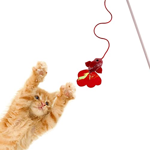QWEQWE Juguete para Mascotas para Juguetes de Gatos Bellas Elásticas Elastic Rod Tiene un Gato Divertido ratón Calabaza Pluma Polluelo Pollo Pescado Mascotas