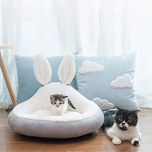 QWEQWE Mascota Gato Cama casa Linda Conejo Orejas Perrera removible Lavable Perro Cama Caliente Suave Mascota Nido sofá sofá cojín Mascotas Software (Color : Gray, Size : S(50cm))